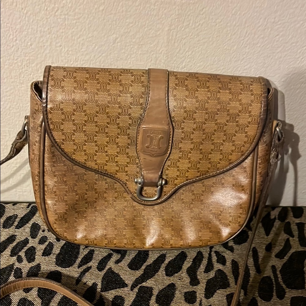 Celine Tan Leather Shoulder Bag